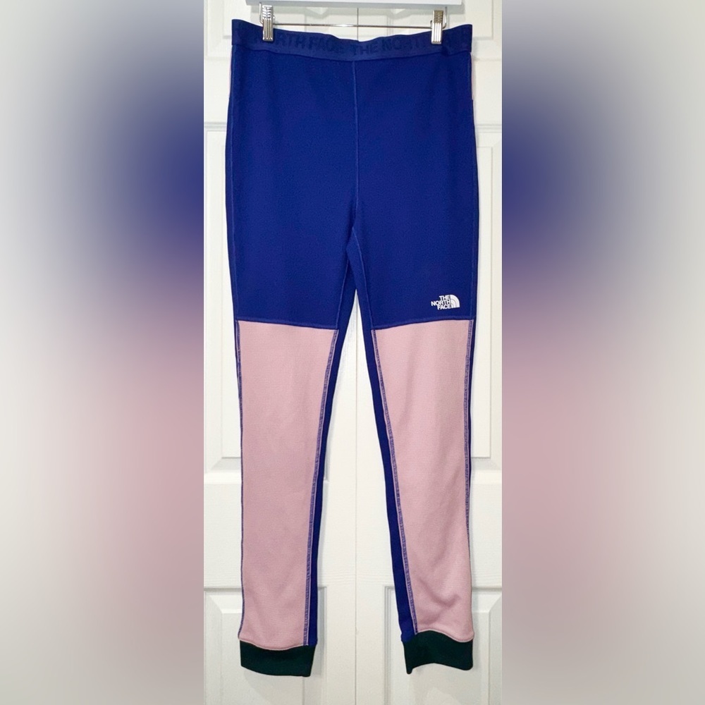 North Face FlashDry Waffle Knit Base Layer Leggings Teen XXL Blue Pink Thermal